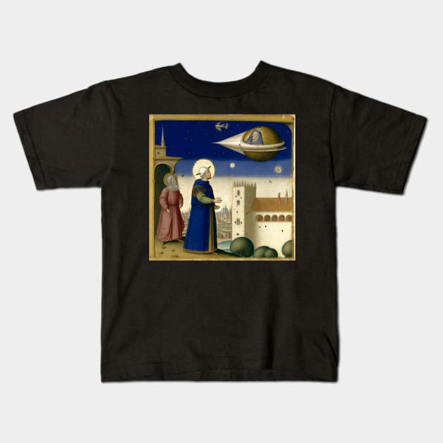 Look Up - Funny Medieval Illumination Anachronism History Kids T-Shirt by Civilizationx